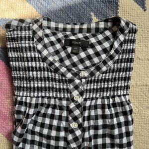 J Crew Gingham Black and White top XS